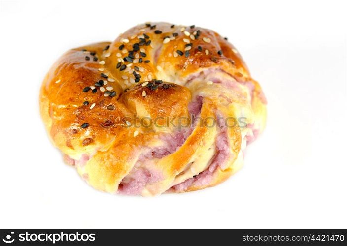 Taro Bread isolated on the white background.