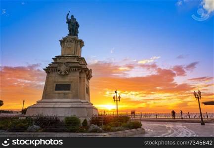 Tarragona Roger de Lauria memorial at sunrise at Catalonia