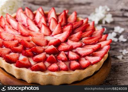 Tart with strawberries. Tart with strawberries and whipped cream