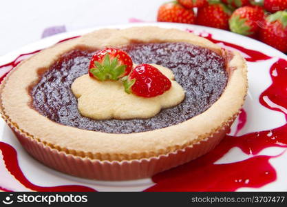 tart with strawberry jam