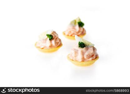 tartlet with cream, egg and dill