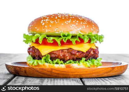 Tasty and appetizing hamburger cheeseburger