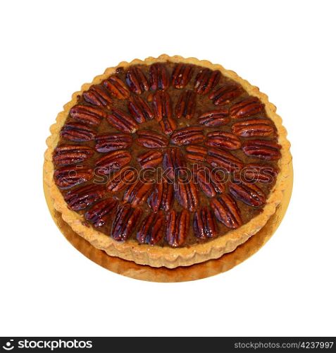 Tasty and beautiful pecan pie with caramel syrup
