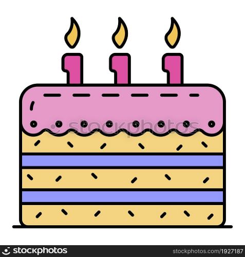 Tasty birthday cake icon. Outline tasty birthday cake vector icon color flat isolated. Tasty birthday cake icon color outline vector