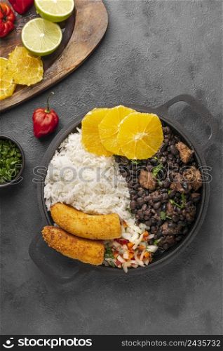 tasty brazilian dish with orange view