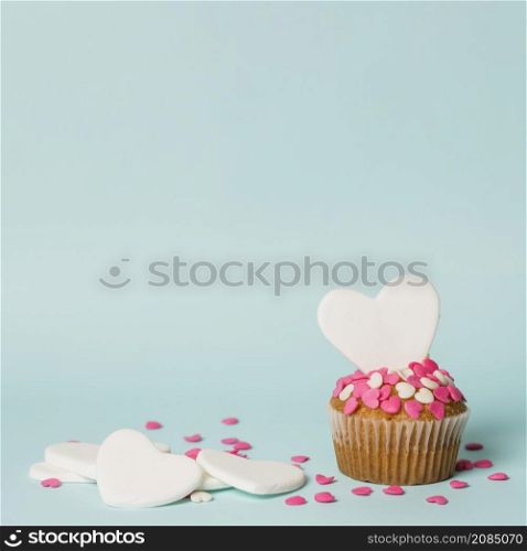 tasty cake with decorative hearts