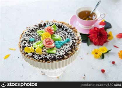 Tasty cakes composition. cakes composition on concrete background