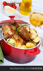 Tasty chicken with roasted potatoes