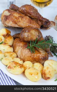 Tasty chicken with roasted potatoes