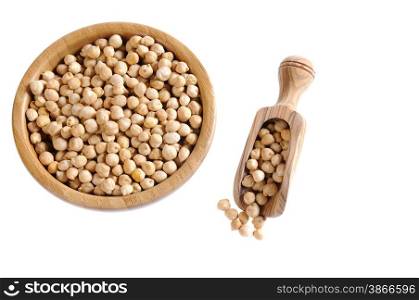 Tasty chickpeas ready for cooking isolated on white background