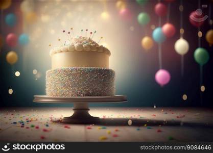 Tasty Children’s birthday cake. Illustration Generative AI. Tasty Children’s birthday cake. Illustration AI Generative