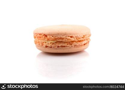 Tasty colorful macaroon isolated on white background