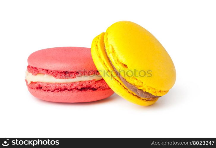 Tasty colorful macaroon. Tasty colorful macaroon on a white background