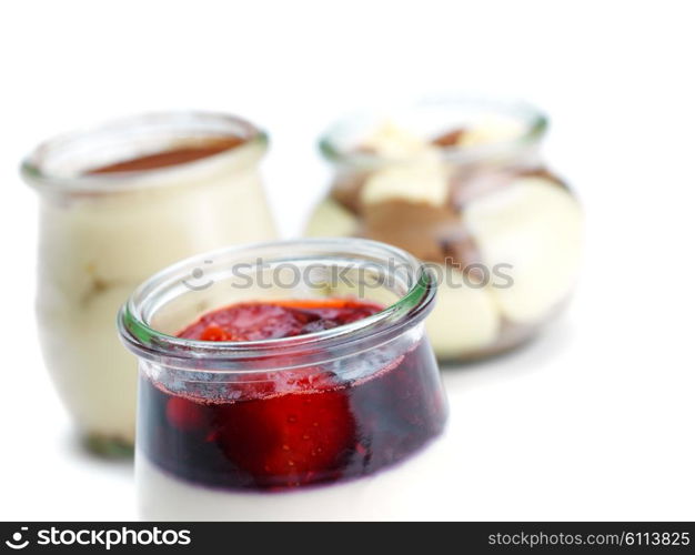 tasty dessert glass cup with fruits and chocolate