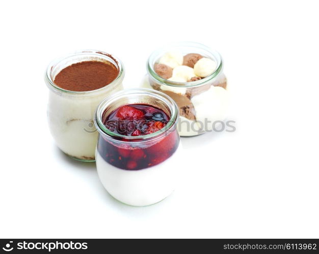 tasty dessert glass cup with fruits and chocolate