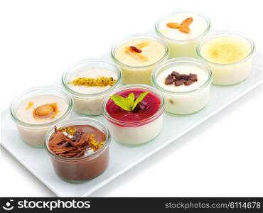 tasty dessert glass cup with fruits and chocolate