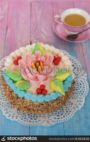 Tasty different cakes. Tasty different cakes set on a color gradient background