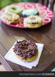 Tasty donut on the Table.