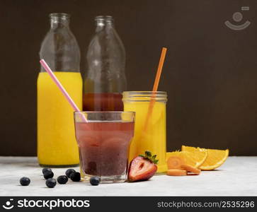 tasty drinks with organic fruits