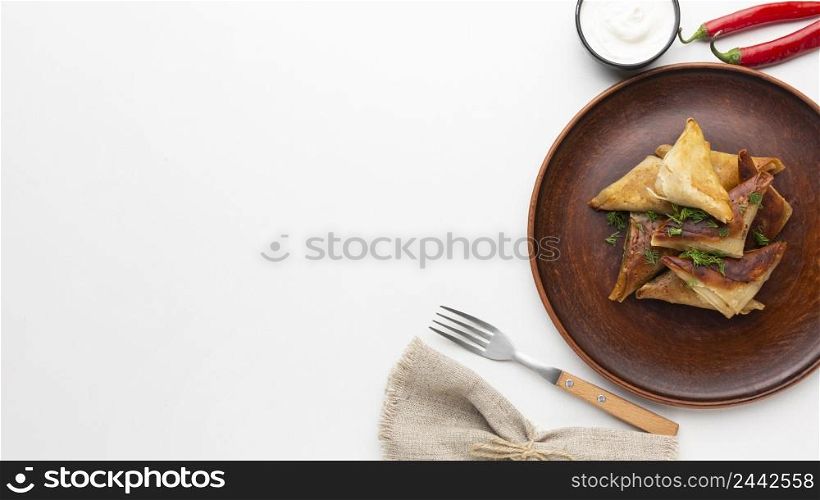 tasty food assortment with copy space view