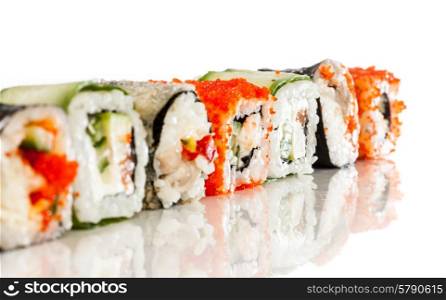 Tasty food. Sushi Roll on a white background