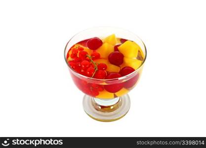 Tasty fruit compote isolated on white background