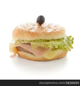 Tasty hamburger on white background background.