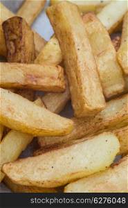 Tasty hand cut home made potato chips fries