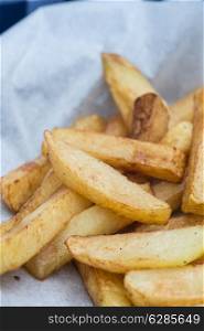 Tasty hand cut home made potato chips fries