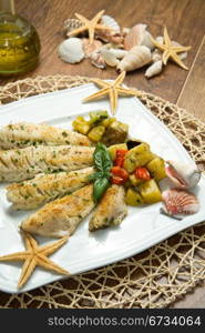 Tasty healthy fish fillet with vegetables