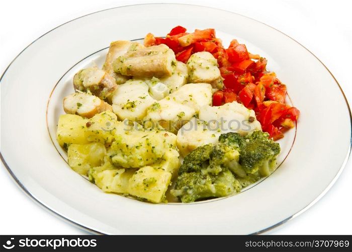 tasty healthy monkfish with vegetables