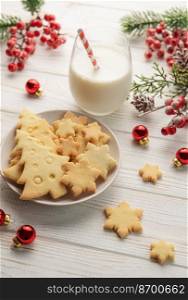 Tasty homemade Christmas cookies. Baked traditional gingerbread cookies and decorations. 