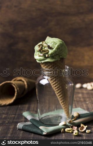 tasty homemade gelato with pistachio