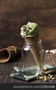 tasty homemade gelato with pistachio