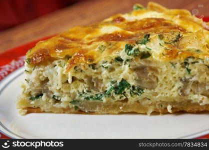 tasty homemade quiche with halibut.farm-style