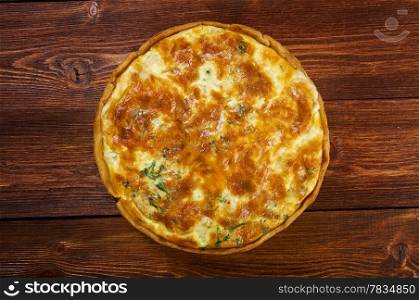 tasty homemade quiche with halibut.farm-style
