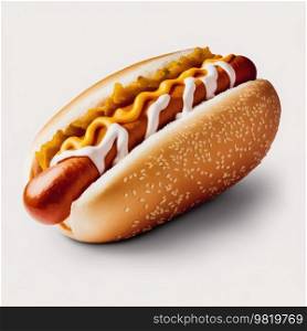 Tasty Hot Dog Isolated Illustration AI Generative. Tasty Hot Dog Isolated Illustration Generative AI