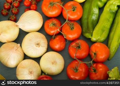 Tasty ingredients for a healthy tomato salad