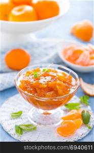 Tasty mandarin orange jam. Tangerine confiture, marmelade.