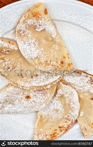tasty pancakes closeup . tasty pancakes closeup at plate