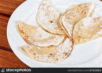 tasty pancakes closeup . tasty pancakes closeup at plate