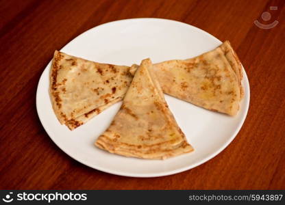 tasty pancakes in plate. tasty pancakes closeup in plate