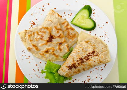 Tasty pancakes served in the plate