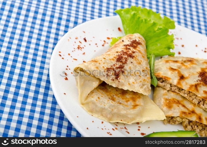 Tasty pancakes served in the plate