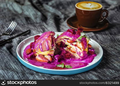 Tasty pancakes with dragon fruit