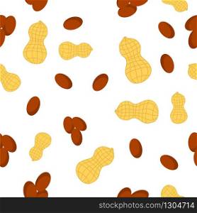 Tasty Peanut Seamless Pattern Isolated on White Background. Nut Seeds.. Tasty Peanut Seamless Pattern Isolated on White Background. Nut Seeds