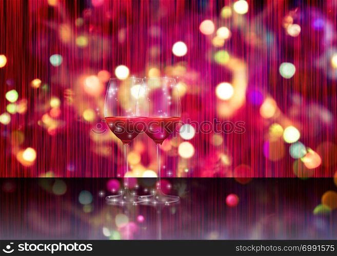 Tasty red wine in a glass design, holiday illustration.