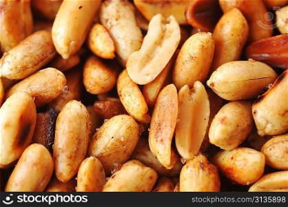 tasty roasted peanuts very close up