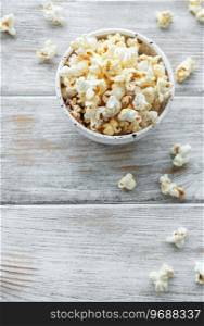 Tasty salted homemade popcorn. Making healthy popcorn at home