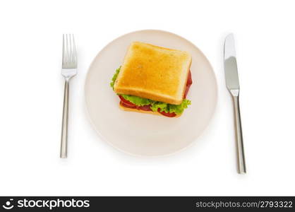 Tasty sandwich isolated on the white background